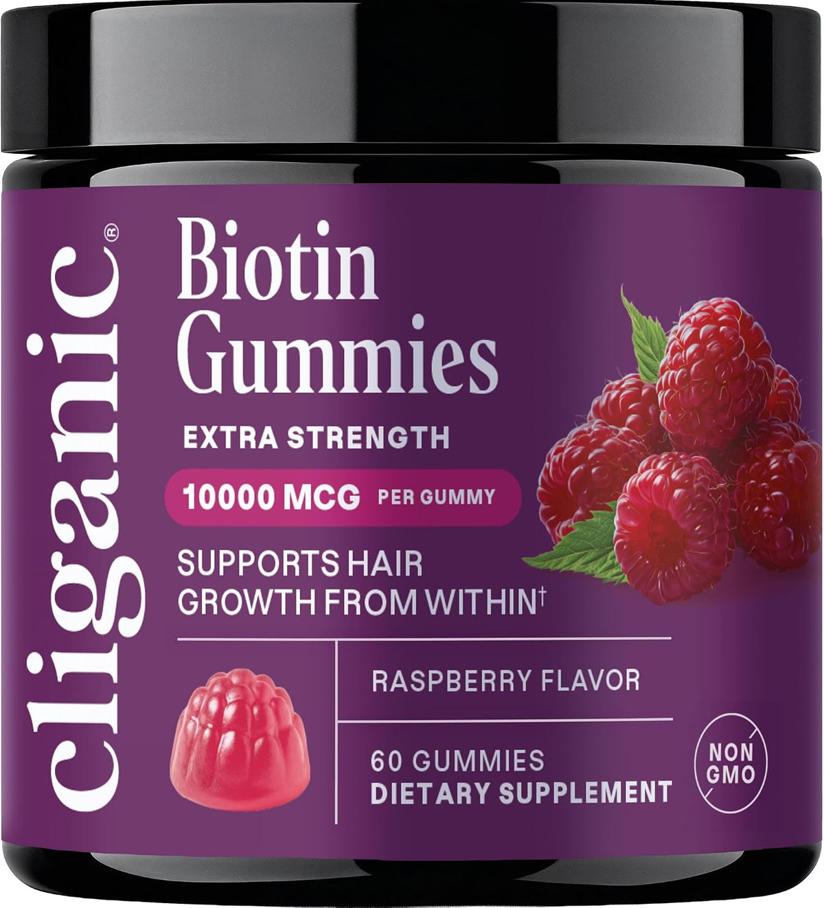 Biotin Gummies 10,000mcg Raspberry by Cliganic