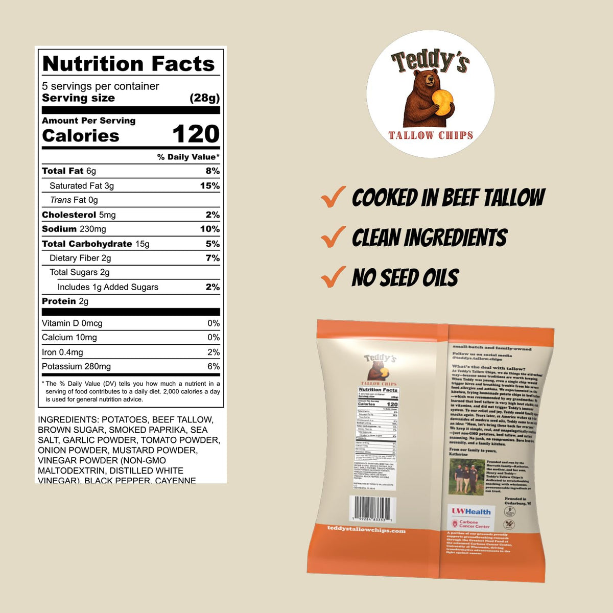 Beef Tallow Potato Chips Summer BBQ by Teddy's