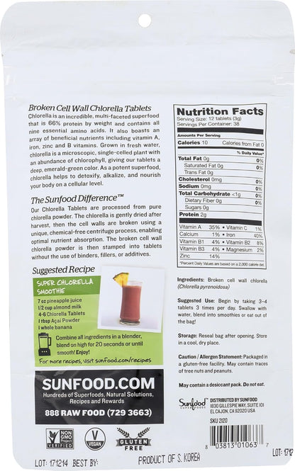 Broken Cell Wall Chlorella Tablets by Sunfood Superfoods
