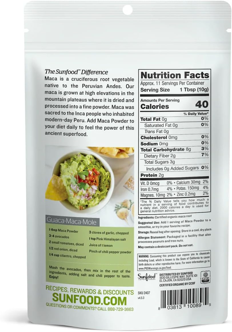 Organic Maca Powder by Sunfood Superfoods