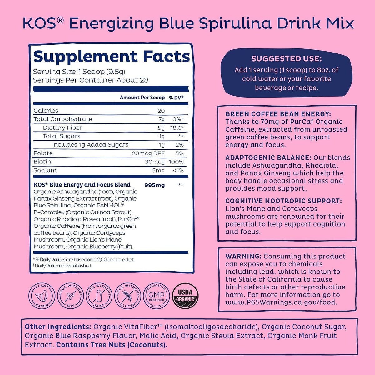 Bolt From the Blue Spirulina Superfood Berry Powder by KOS
