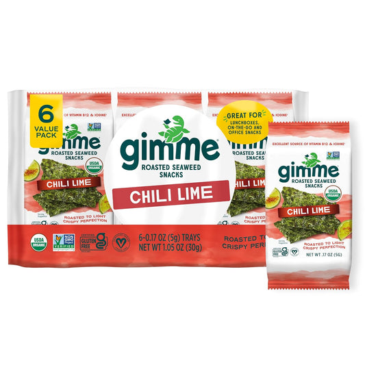 Chili Lime Seasoned Roasted Seaweed Snacks by Gimme Seaweed