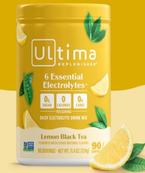 Electrolyte Powder Lemon Black Tea 90 Serving by Ultima Replenisher
