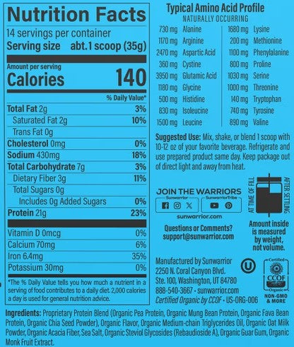 Organic Warrior Performance Blend Vanilla Protein by Sunwarrior