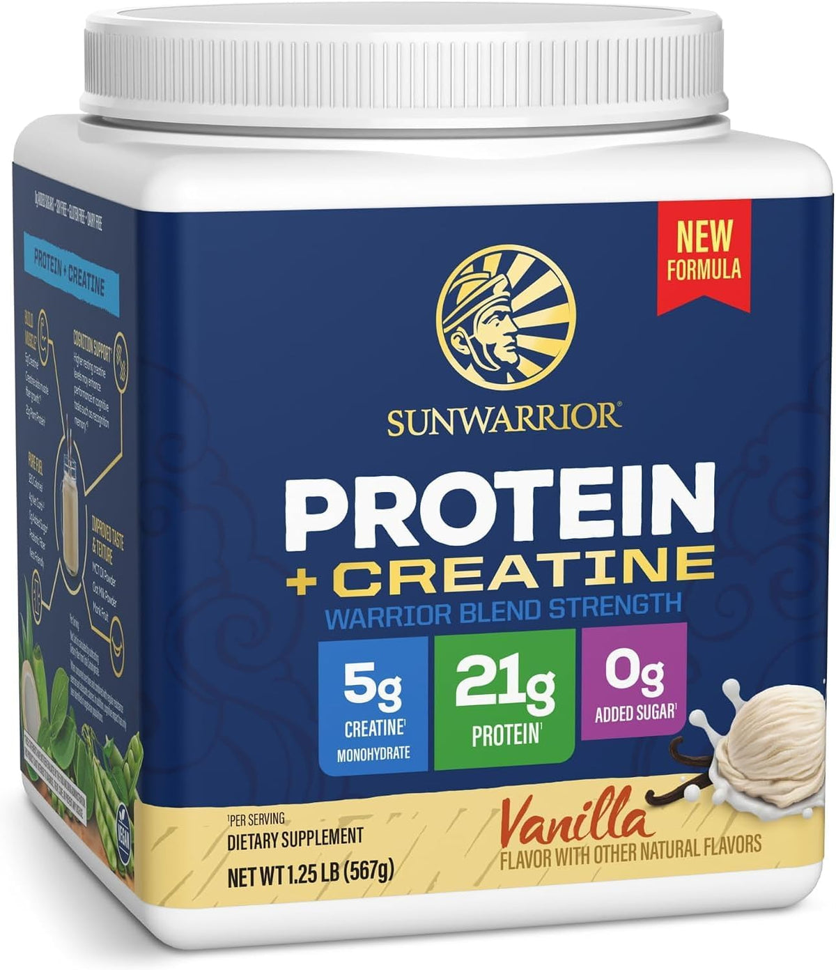 Warrior Blend Plant Protein + Creatine Vanilla Powder by Sunwarrior