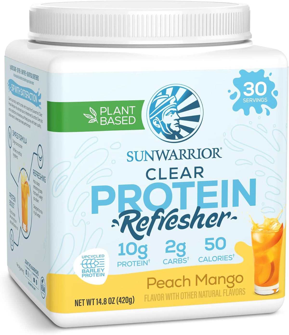 Clear Plant Based Protein Refresher Peach Mango Powder by Sunwarrior