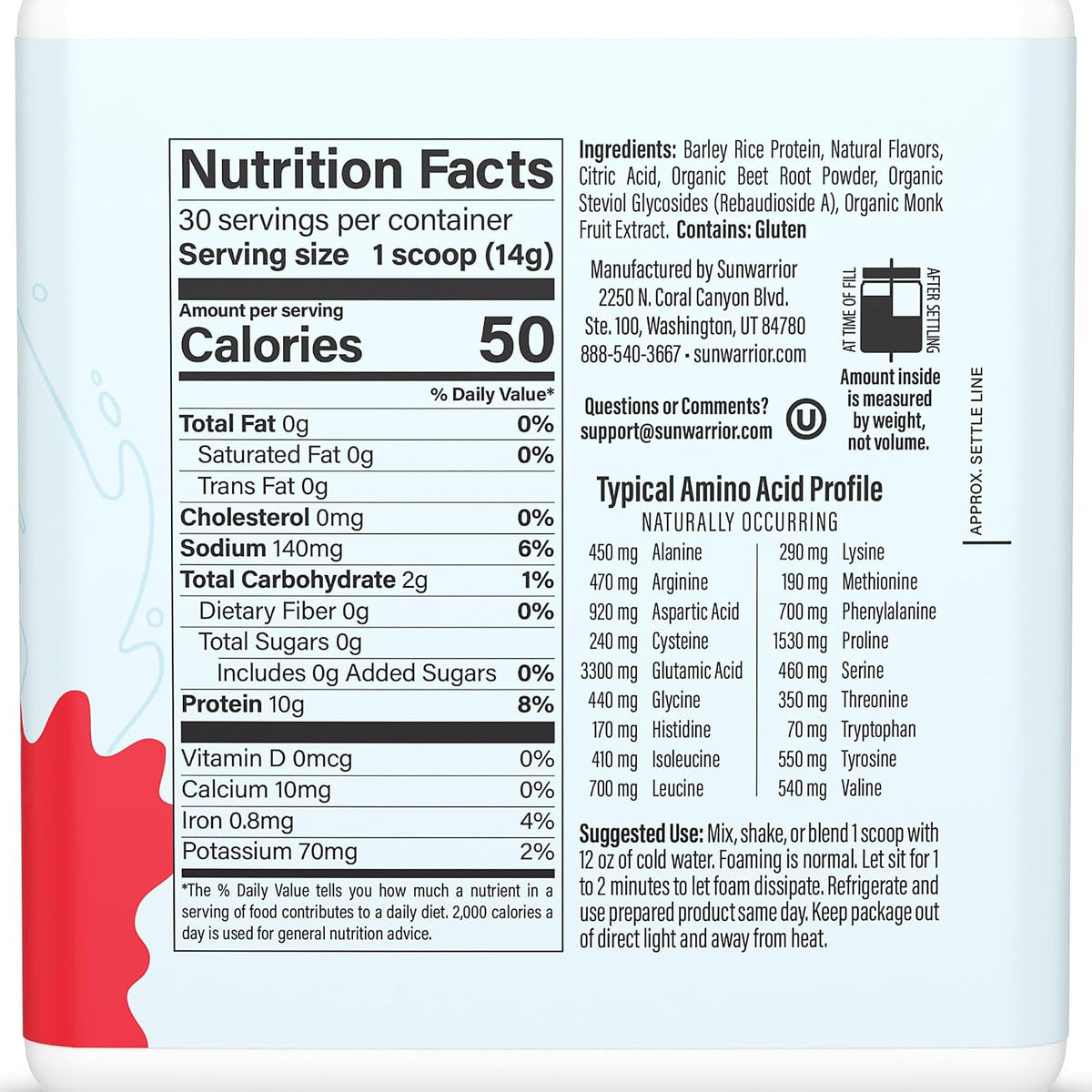Clear Plant Based Protein Refresher Watermelon Powder by Sunwarrior