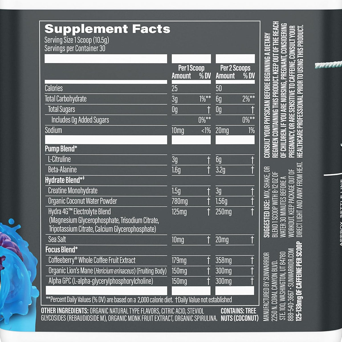 Active PreWorkout Blue Raspberry Pineapple Powder by Sunwarrior