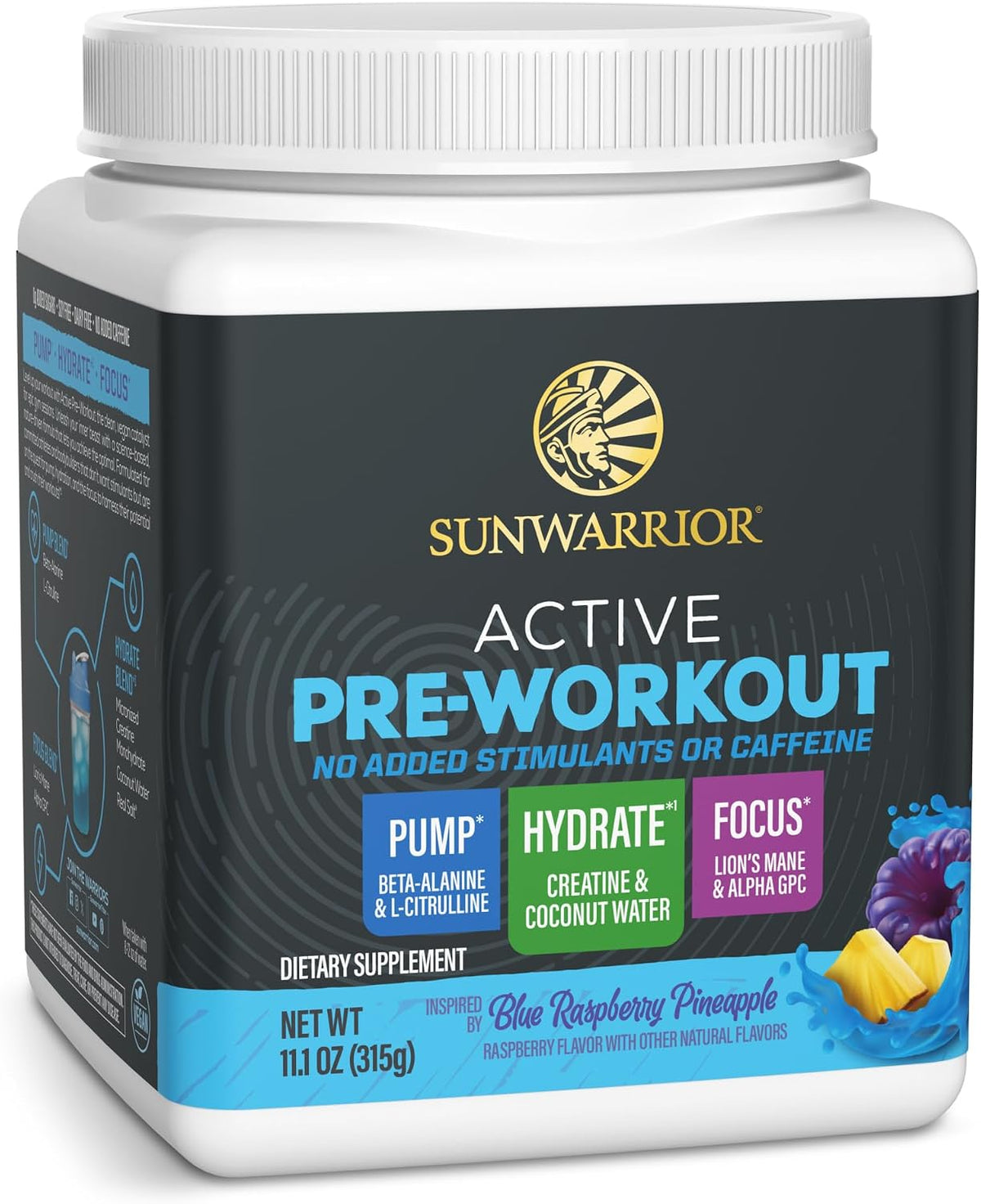 Active Non Stim PreWorkout Blue Raspberry Pineapple by Sunwarrior