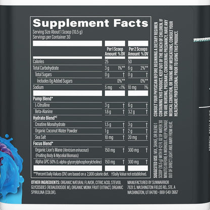 Active Non Stim PreWorkout Blue Raspberry Pineapple by Sunwarrior