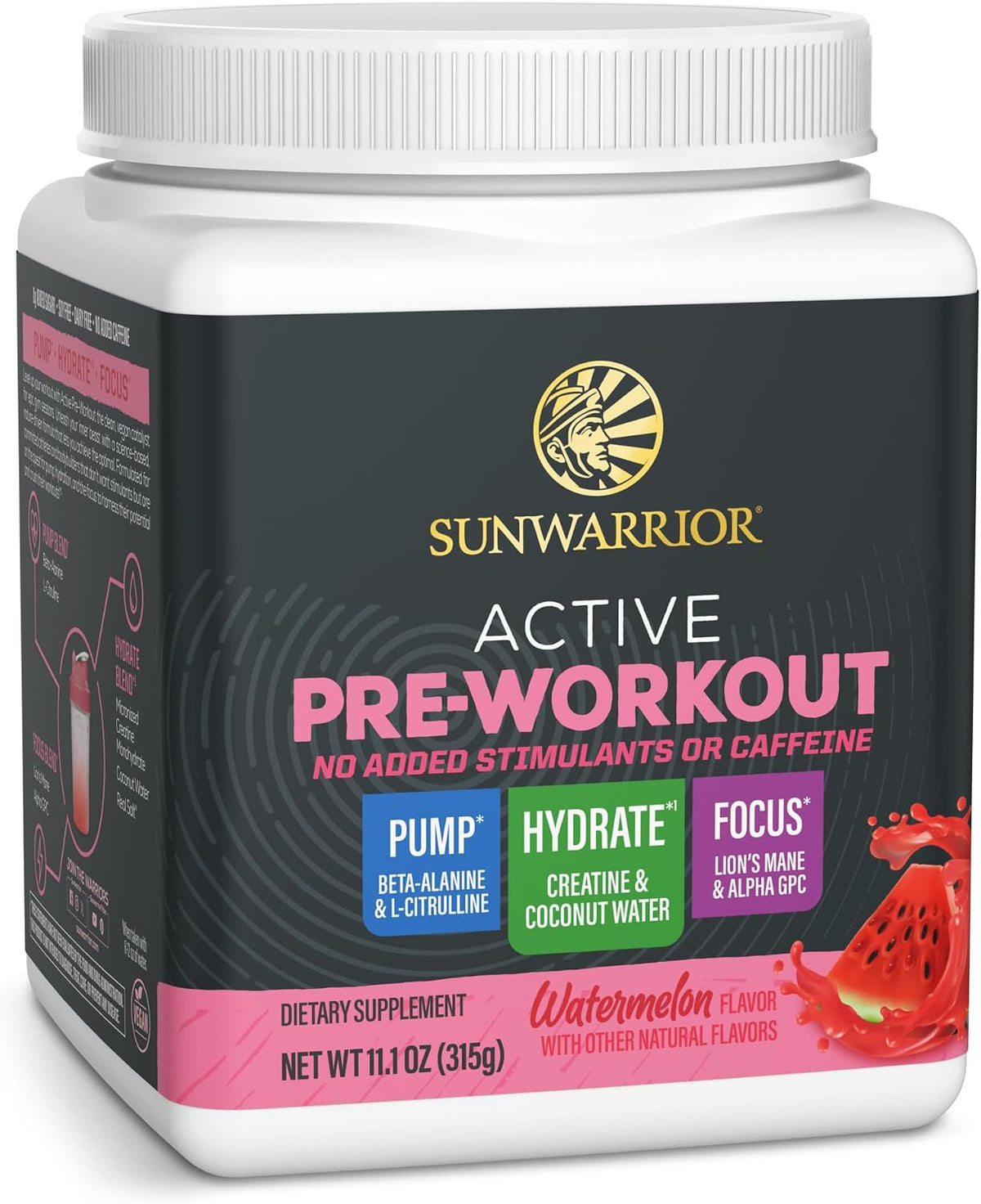Active Non Stim PreWorkout Watermelon Powder by SunWarrior