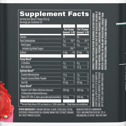 Active Non Stim PreWorkout Watermelon Powder by SunWarrior