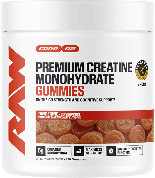 Creatine Monohydrate Tangerine Gummies by Raw Nutrition