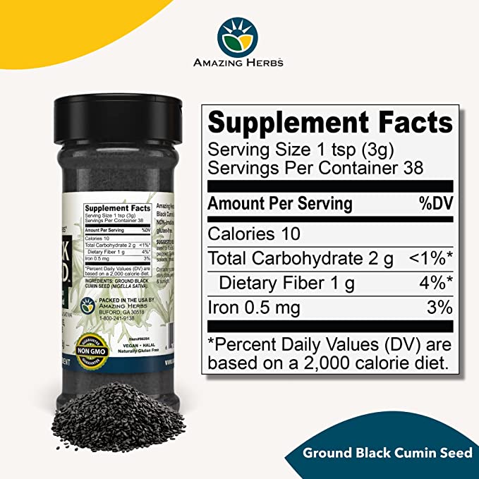 Black Seed Ground with Shaker by Amazing Herbs